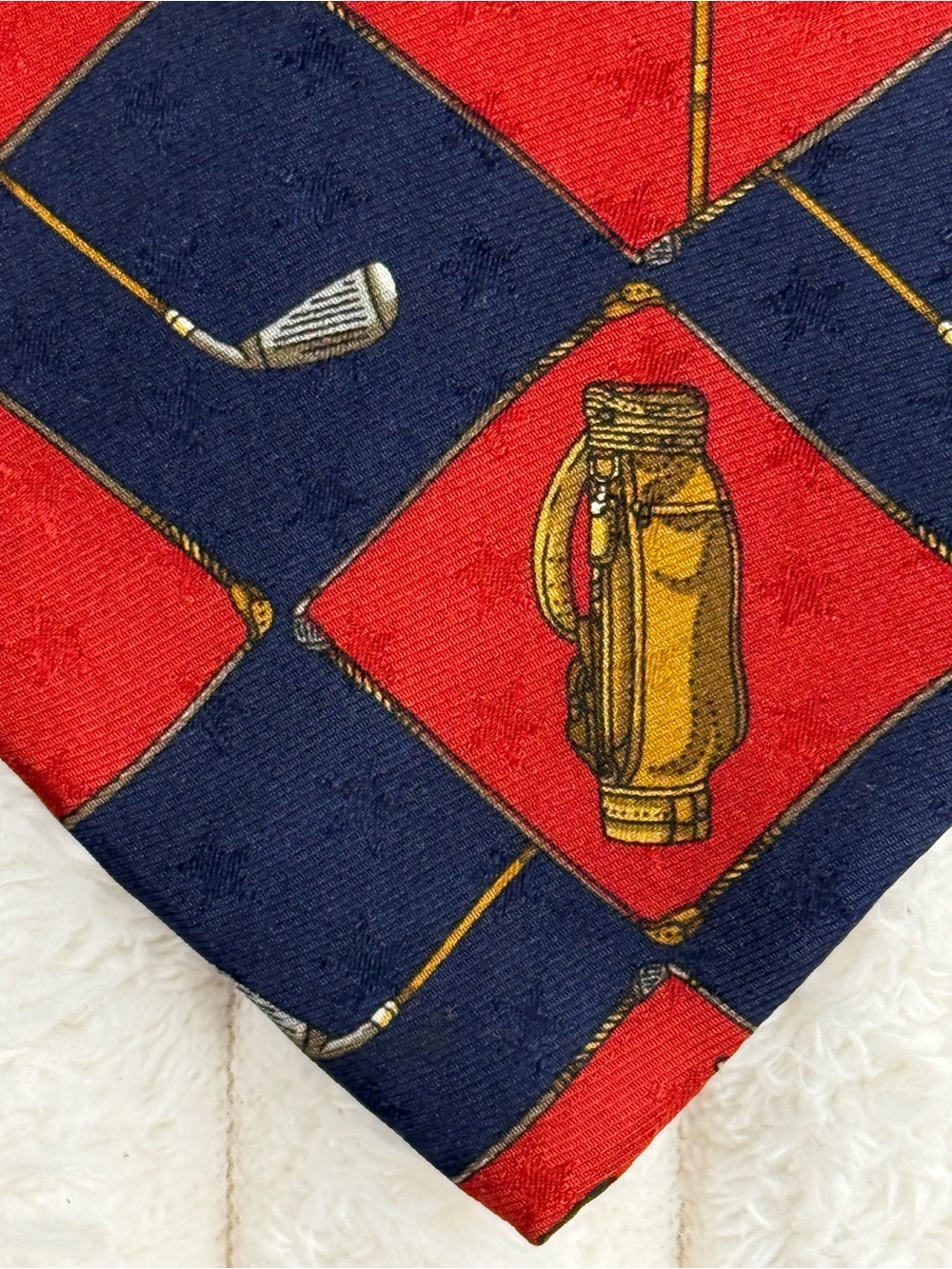 Vintage‎ Tommy Hilfiger Red, Navy, Argyle, Golf Imported Silk Neck Tie